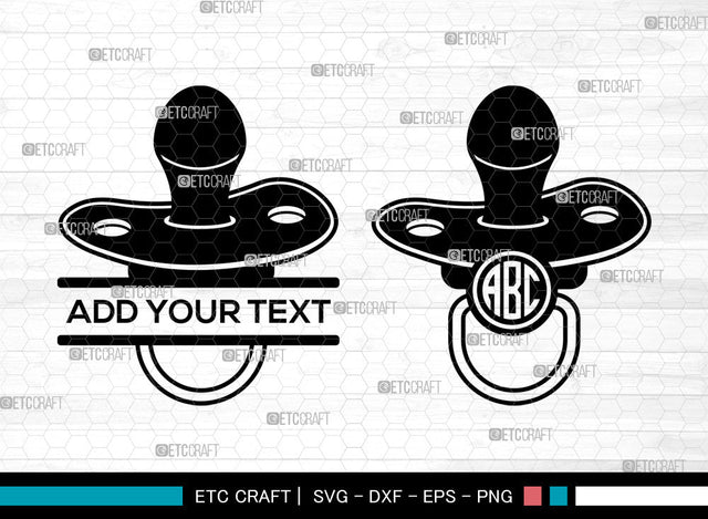 Baby Pacifier Monogram SVG, Baby Shower svg, Pacifier Svg, Binky Svg, Baby Nipple Svg, Soother Svg, Split Monogram Svg SVG ETC Craft 