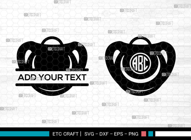 Baby Pacifier Monogram SVG, Baby Shower svg, Pacifier Svg, Binky Svg, Baby Nipple Svg, Soother Svg, Split Monogram Svg SVG ETC Craft 