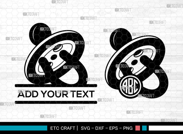 Baby Pacifier Monogram SVG, Baby Shower svg, Pacifier Svg, Binky Svg, Baby Nipple Svg, Soother Svg, Split Monogram Svg SVG ETC Craft 