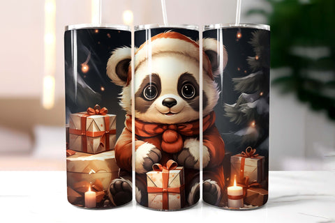 Baby Panda Bear with Christmas Gifts Tumbler Wrap Sublimation Designs by Ira 