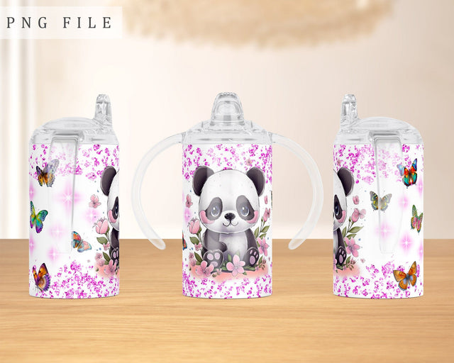 Baby Panda Sippy Cup Wrap, 12oz Sippy Cup Sublimation Design, Little Panda Sippy Cup PNG Sublimation HappyDesignStudio 