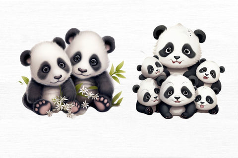 Baby Pandas Clipart White Bundle Sublimation Regulrcrative 