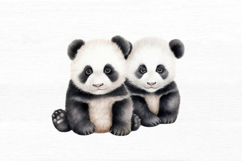 Baby Pandas Clipart White Bundle Sublimation Regulrcrative 