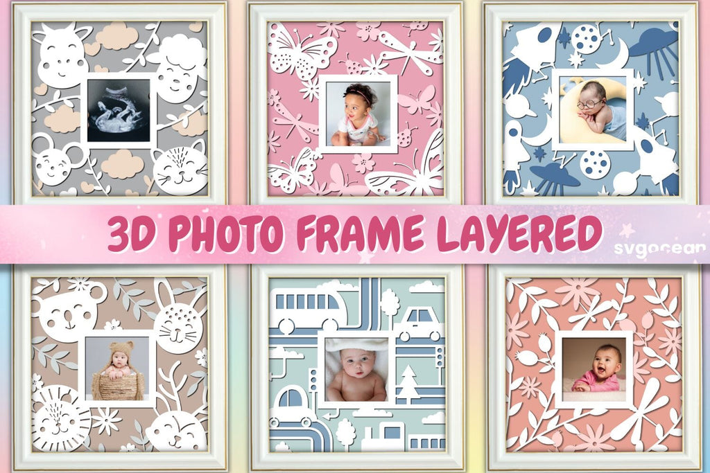 Baby Photo Frame SVG | Papercut baby - So Fontsy