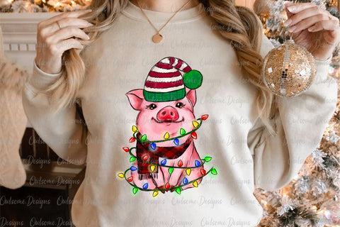 Baby Pig Christmas PNG Sublimation Sublimation Owlsome.Designs 