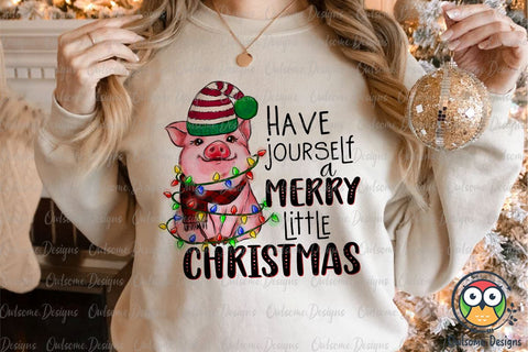 Baby Pig Merry Little Christmas Sublimation Sublimation Owlsome.Designs 