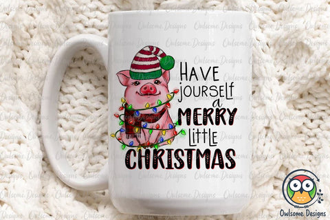 Baby Pig Merry Little Christmas Sublimation Sublimation Owlsome.Designs 
