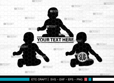 Baby Playing Monogram, Baby Playing Silhouette, Baby Playing SVG, Kids Playing Svg, Kids Svg, Playing Svg, SB00338 SVG ETC Craft 