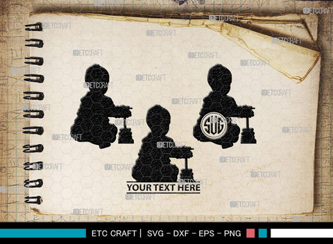 Baby Playing Monogram, Baby Playing Silhouette, Baby Playing SVG, Kids Playing Svg, Kids Svg, Playing Svg, SB00338 SVG ETC Craft 