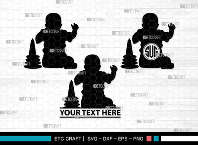 Baby Playing Monogram, Baby Playing Silhouette, Baby Playing SVG, Kids Playing Svg, Kids Svg, Playing Svg, SB00338 SVG ETC Craft 