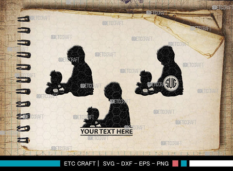 Baby Playing Monogram, Baby Playing Silhouette, Baby Playing SVG, Kids Playing Svg, Kids Svg, Playing Svg, SB00338 SVG ETC Craft 