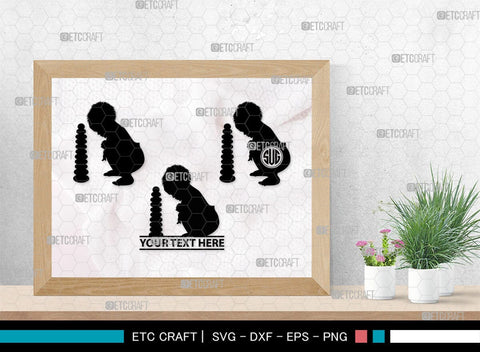 Baby Playing Monogram, Baby Playing Silhouette, Baby Playing SVG, Kids Playing Svg, Kids Svg, Playing Svg, SB00338 SVG ETC Craft 