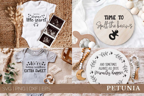 Baby Pregnancy Announcement Svg Bundle | Cut Files SVG Petunia Digital Design 