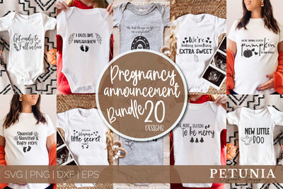 Baby Pregnancy Announcement Svg Bundle | Cut Files SVG Petunia Digital Design 