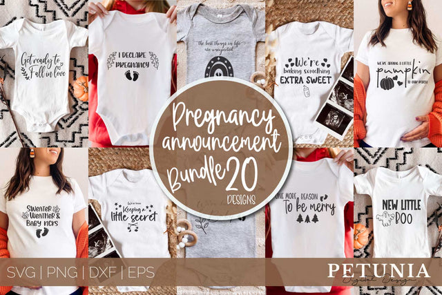 Baby Pregnancy Announcement Svg Bundle | Cut Files SVG Petunia Digital Design 