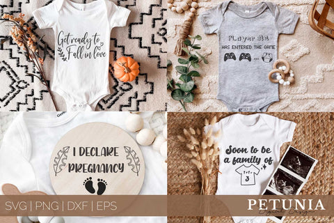 Baby Pregnancy Announcement Svg Bundle | Cut Files SVG Petunia Digital Design 