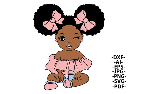 Baby Princess Bundle Svg, Afro Girl Svg, Girl with Crown, Hair Puffs, Black woman, Little Cute Kid, African American SVG 1uniqueminute 