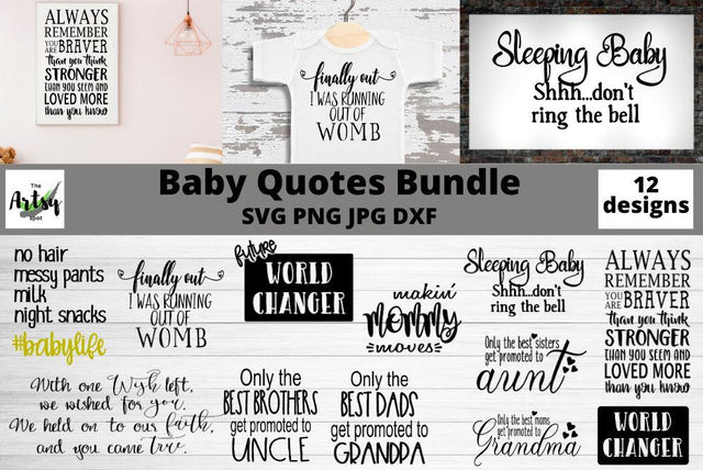Baby quotes bundle, Baby reveal svg, baby sayings bundle SVG The Artsy Spot 