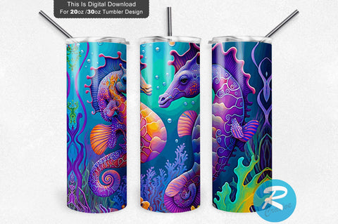 Baby Sea Horse Colorful Kids 20 oz / 30 oz Tumbler PNG Sublimation Regulrcrative 