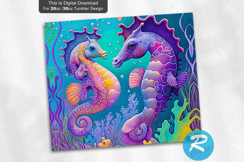 Baby Sea Horse Colorful Kids 20 oz / 30 oz Tumbler PNG Sublimation Regulrcrative 