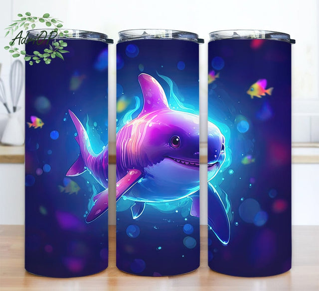 Baby Shark Neon 20oz Skinny Tumbler Png, Cute Swim In The Ocean Png, Colorful Neon Shark Png, Neon Colored Digital Design, Neon Colorful Shark Png, Colorful Ocean Tumbler Sublimation AdriOP 