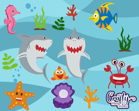 Baby Shark Svg - Cute Fish - Ocean Life - Shark SVG Crafty Mama Studios 