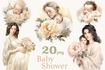 Baby Shower Clipart Bundle PNG | Mom And Baby Illustrations SVG GlamArtZhanna 