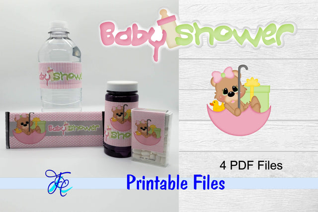 Baby Shower Girl - Bear 3D Paper Family Creations 