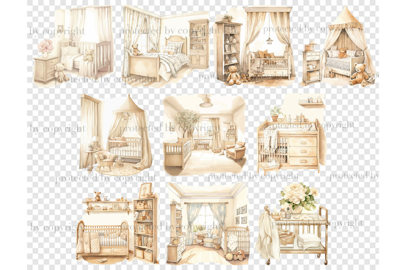 Baby Shower Graphics Collection | Nursery Room Interior PNG - So Fontsy