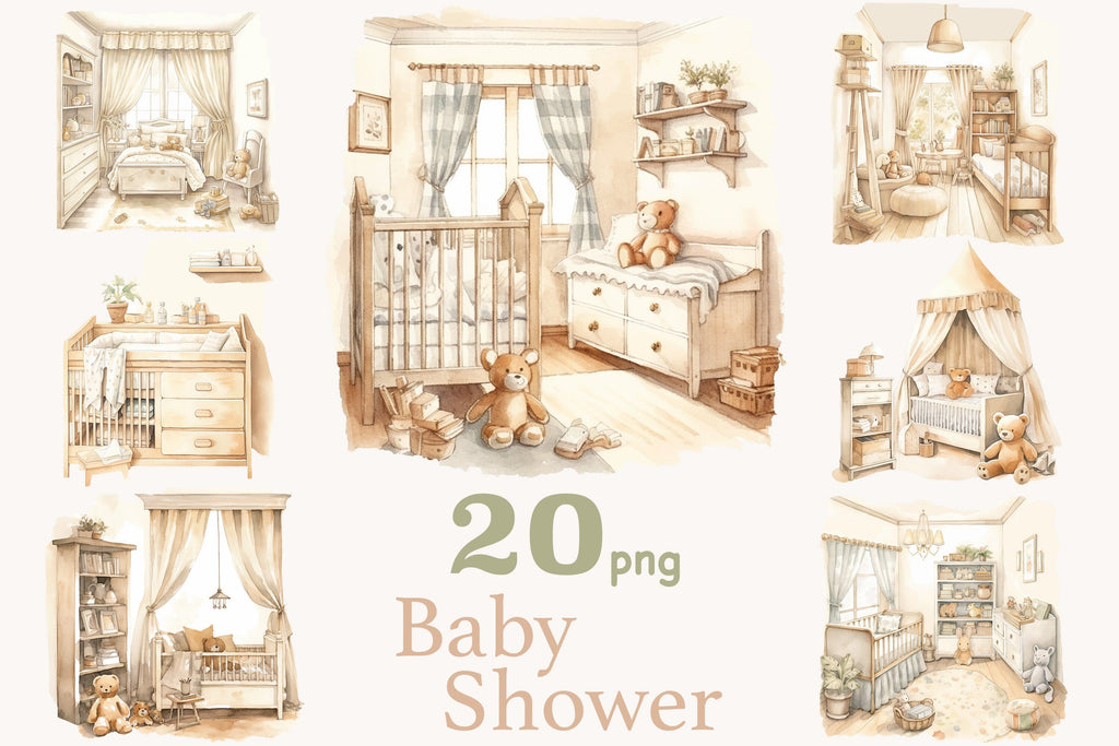 Baby Shower Graphics Collection | Nursery Room Interior PNG - So Fontsy