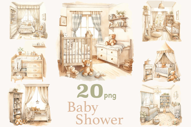 Baby Shower Graphics Collection | Nursery Room Interior Clipart PNG SVG GlamArtZhanna 