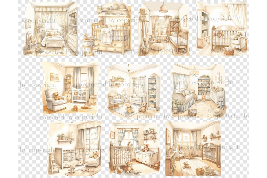 Baby Shower Graphics Collection | Nursery Room Interior PNG - So Fontsy