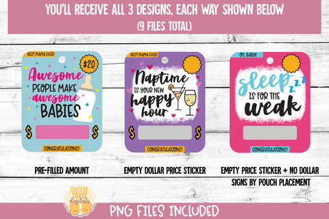 Baby Shower Money Card PNG Designs | Printable Baby Gift Sublimation Cheese Toast Digitals 