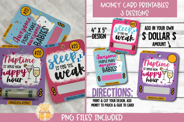 Baby Shower Money Card PNG Designs | Printable Baby Gift Sublimation Cheese Toast Digitals 