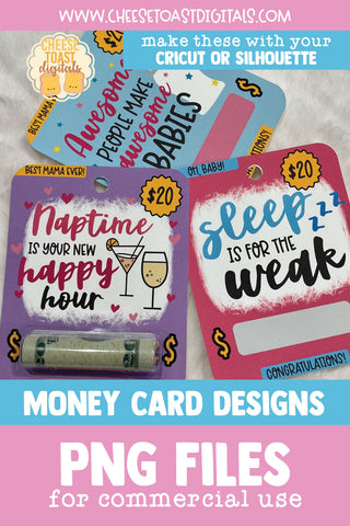 Baby Shower Money Card PNG Designs | Printable Baby Gift Sublimation Cheese Toast Digitals 