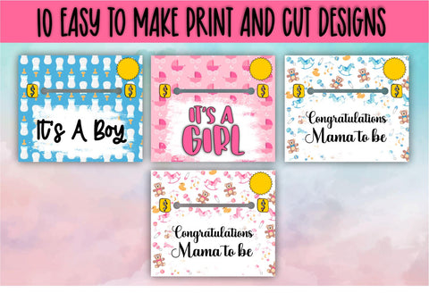 Baby Shower Newborn Money Card PNG Bundle Money Holder PNG Sublimation Whistlepig Designs 