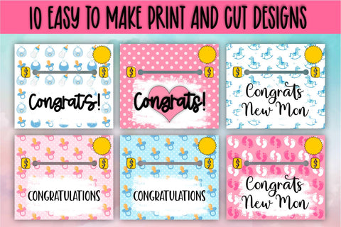 Baby Shower Newborn Money Card PNG Bundle Money Holder PNG Sublimation Whistlepig Designs 