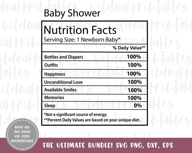 baby shower nutrition facts labels svg, baby shower svg, new mom svg, newborn nutrition facts labels, baby shower nutrition facts SVG WildOakSVG 