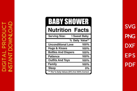 Baby Shower Nutrition Facts SVG PNG PDF Cut File SVG Creativedesigntee 