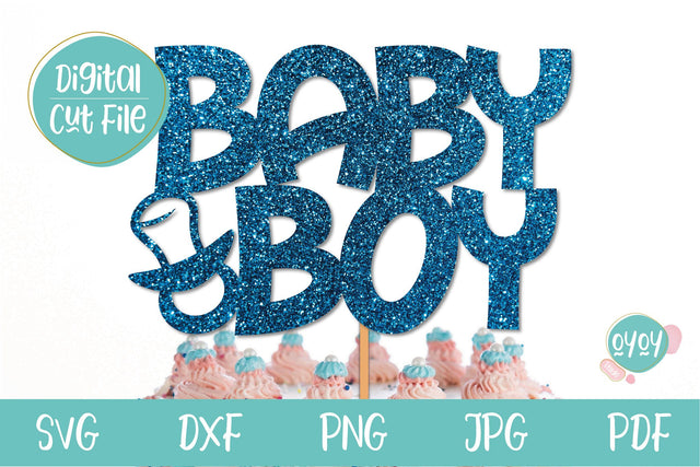 Baby Shower SVG | Baby Boy Cake Topper SVG with pacifier SVG OyoyStudioDigitals 