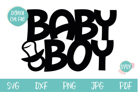 Baby Shower SVG | Baby Boy Cake Topper SVG with pacifier SVG OyoyStudioDigitals 