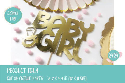 Baby Shower SVG | Baby Girl Cake Topper SVG with pacifier SVG OyoyStudioDigitals 