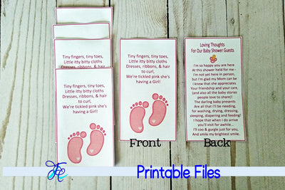Baby Shower Thank You Inserts - Girl 3D Paper Family Creations 