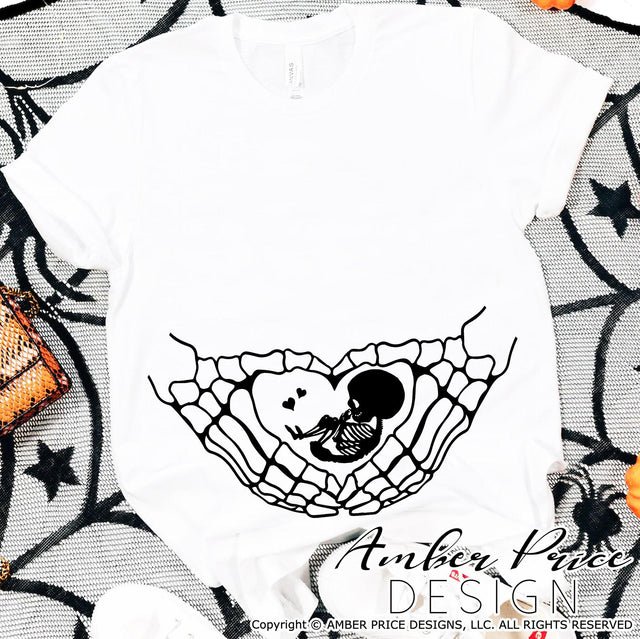 Baby Skeleton SVG | Halloween Pregnancy Maternity SVG PNG DXF SVG Amber Price Design 
