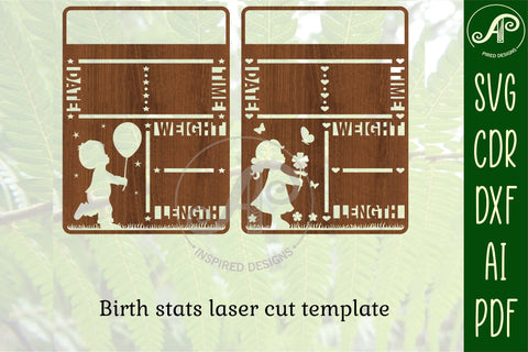 Baby stats, Birth plaque, announcement sign template SVG SVG APInspireddesigns 