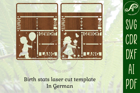 Baby stats, Birth plaque, announcement sign template SVG SVG APInspireddesigns 