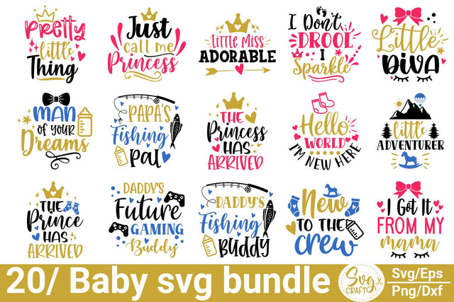 Baby SVG Bundle, Baby Shower SVG, Newborn SVG Bundle, Baby Quote Bundle, Cute Baby Saying svg, Funny Baby svg, Baby Girl, Baby Boy 20 files SVG Svgcraft 