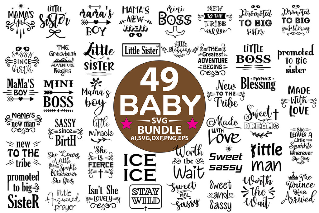 Baby SVG Design Bundle, 49 Baby SVG Bundle - So Fontsy