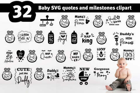 Baby SVG quotes and milestones clipart bundle. SVG Arts By Naty 