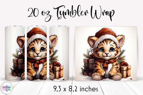 Baby Tiger Christmas Tumbler Wrap 20 oz Sublimation Designs by Ira 